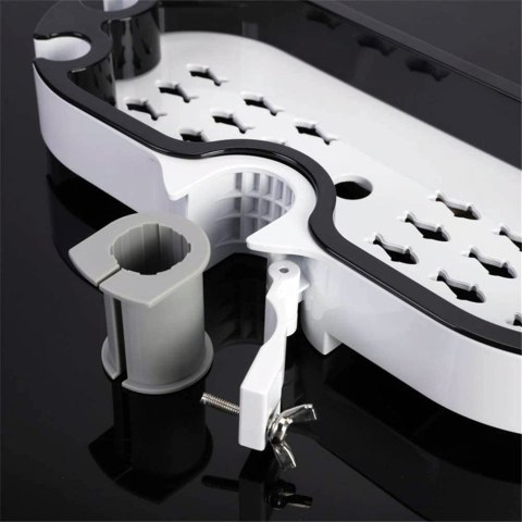 PÓŁKA WISZĄCA VIRGO BIAŁO-CZARNA POD PRYSZNIC