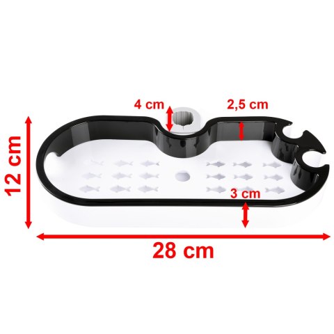 PÓŁKA WISZĄCA VIRGO BIAŁO-CZARNA POD PRYSZNIC