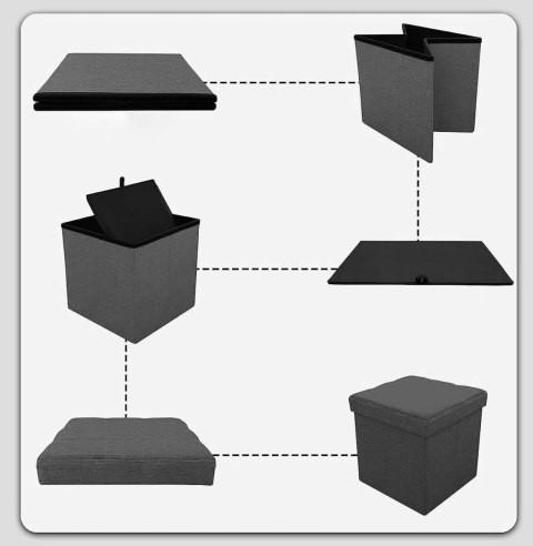 PUFA SKŁADANA WELUROWA DIEGO GRAFITOWY VELVET ROZMIAR M