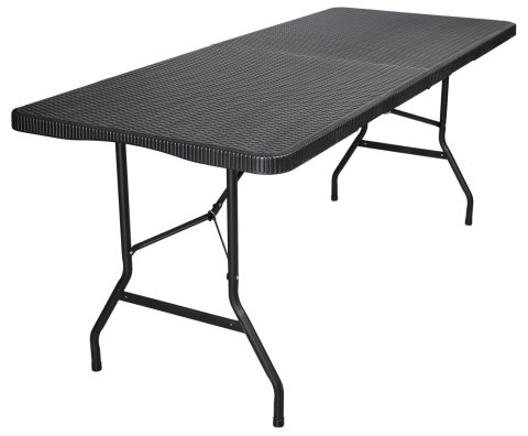 STÓŁ CATERINGOWY RATTAN SKŁADANY W WALIZKĘ - 180 CM CZARNY