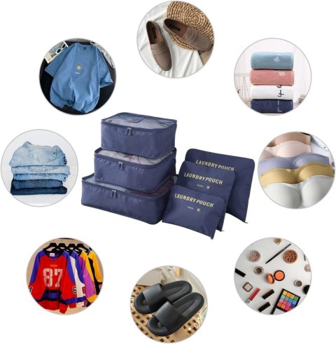 ZESTAW 6 ORGANIZERÓW PODRÓŻNYCH GAVIN GRANATOWY