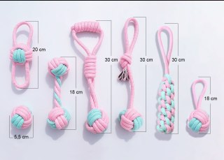 ZESTAW 7 ZABAWEK DLA PSA PINKY SZARPAKI RÓŻOWE