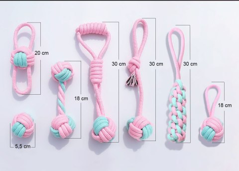 ZESTAW 7 ZABAWEK DLA PSA PINKY SZARPAKI RÓŻOWE