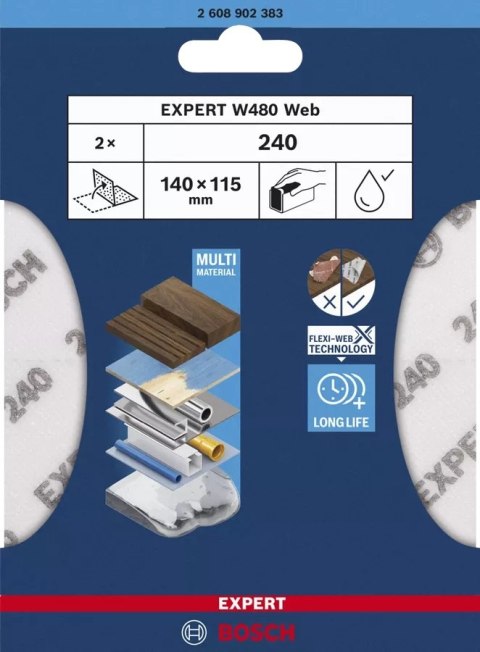 ARKUSZ ŚCIERNY PIANKA EXPERT 115*140MM W480 G240 2PC ARKUSZ ŚCIERNY PIANKA EXPERT 115*140MM W480 G240 2PC