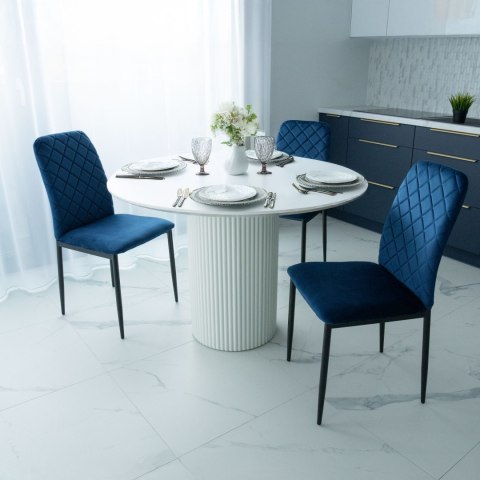 Krzesło welurowe tapicerowane MAVERIK Velvet granatowe