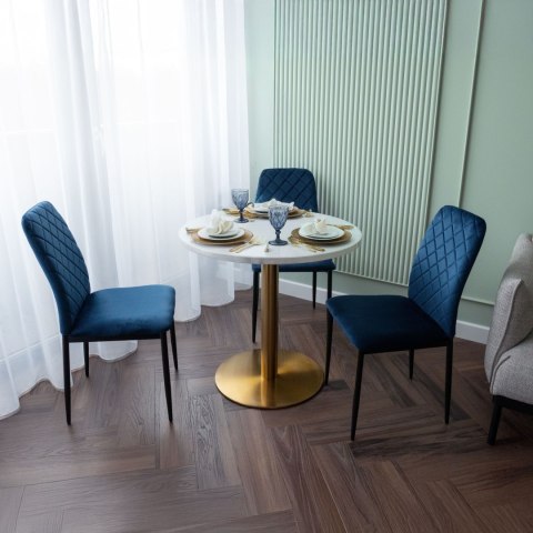 Krzesło welurowe tapicerowane MAVERIK Velvet granatowe