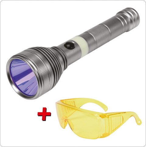 ZESTAW LATARKA UV AKUMULATOROWA 3W + OKULARY ZESTAW LATARKA UV AKUMULATOROWA 3W + OKULARY