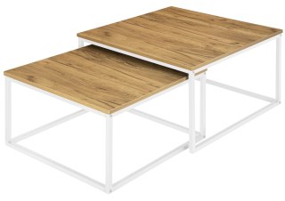 Zestaw 2 stolików loftowych VELEN BIAŁY CRAFT 2w1