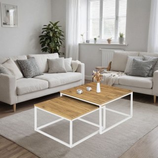 Zestaw 2 stolików loftowych VELEN BIAŁY CRAFT 2w1