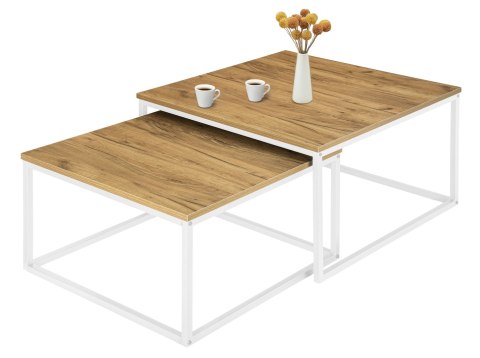 Zestaw 2 stolików loftowych VELEN BIAŁY CRAFT 2w1