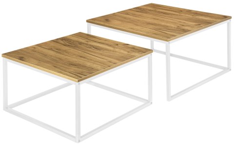 Zestaw 2 stolików loftowych VELEN BIAŁY CRAFT 2w1