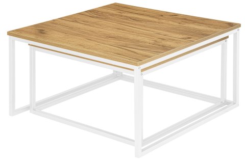 Zestaw 2 stolików loftowych VELEN BIAŁY CRAFT 2w1