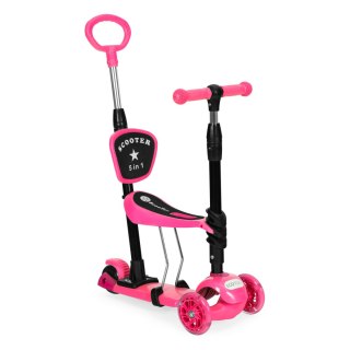 Hulajnoga trójkołowa balansowa led 3w1 świecące kółka - Różowa ECOTOYS