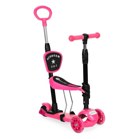 Hulajnoga trójkołowa balansowa led 3w1 świecące kółka - Różowa ECOTOYS