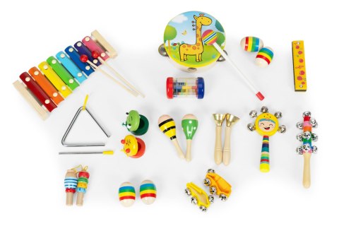 Zestaw drewnianych instrumentów dla dzieci 14 instrumentów ECOTOYS Zestaw drewnianych instrumentów dla dzieci 14 instrumentów ECOTOYS