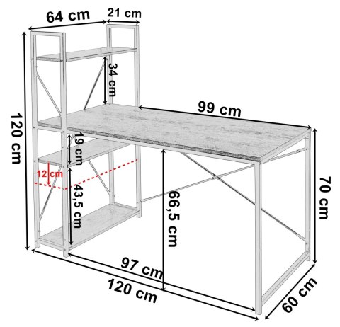 BIURKO INDUSTRIALNE LOFTOWE TROSA MODERN OAK