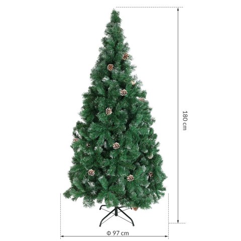 CHOINKA OŚNIEŻONA EVE ŚWIERK 180 CM SZYSZKI STOJAK