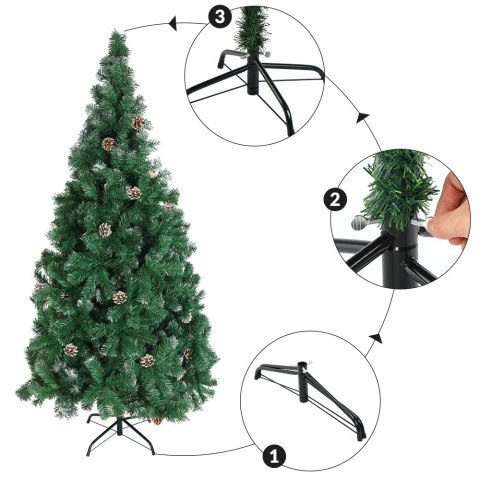 CHOINKA OŚNIEŻONA EVE ŚWIERK 180 CM SZYSZKI STOJAK