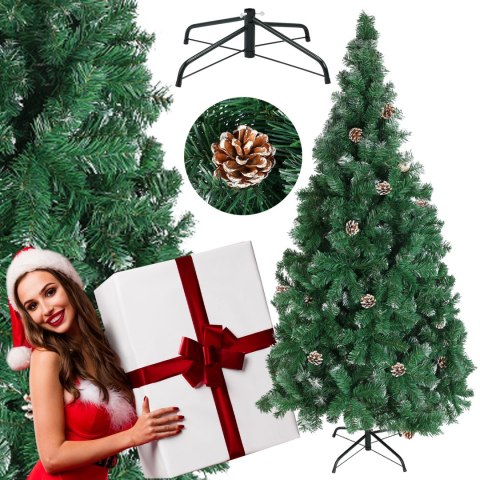 CHOINKA OŚNIEŻONA EVE ŚWIERK 180 CM SZYSZKI STOJAK