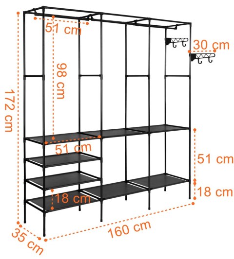 GARDEROBA SYNTIA Z 8 PÓŁKAMI