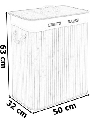 KOSZ BAMBUSOWY POJEMNIK NA PRANIE 2 KOMORY CZARNY FSC