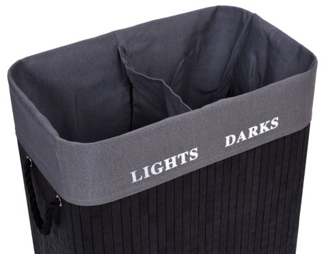 KOSZ BAMBUSOWY POJEMNIK NA PRANIE 2 KOMORY CZARNY FSC