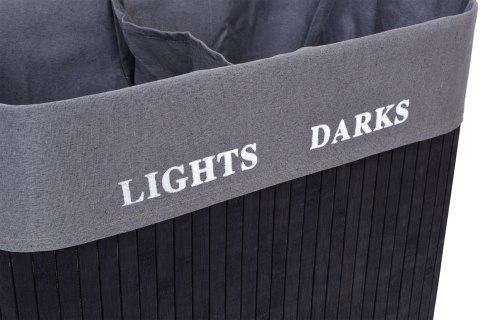 KOSZ BAMBUSOWY POJEMNIK NA PRANIE 2 KOMORY CZARNY FSC