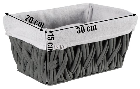 KOSZYK PLECIONY DARLA GRAFITOWY 30X20X15 CM