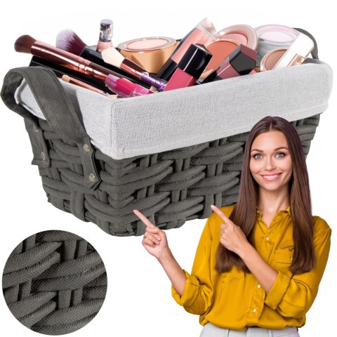 KOSZYK PLECIONY TIANA GRAFITOWY 30X20X15 CM