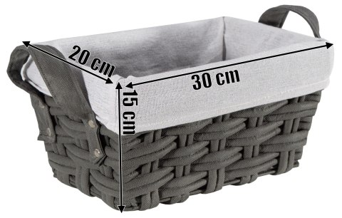 KOSZYK PLECIONY TIANA GRAFITOWY 30X20X15 CM