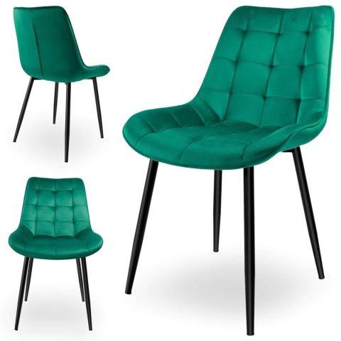 KRZESŁO WELUROWE NORMAN VELVET CIEMNOZIELONE
