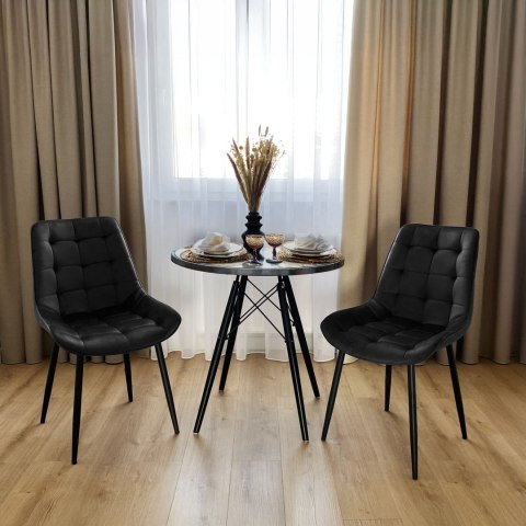 KRZESŁO WELUROWE NORMAN VELVET CZARNE