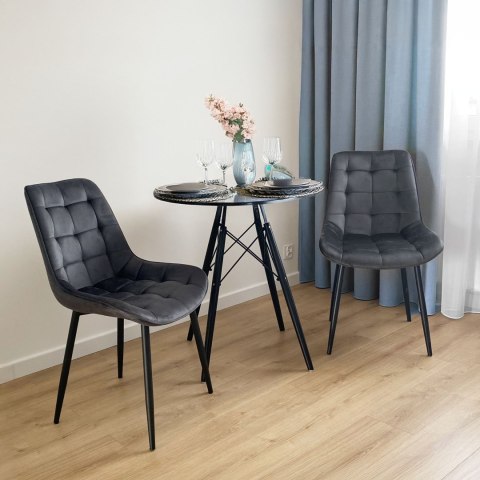 KRZESŁO WELUROWE NORMAN VELVET GRAFITOWE