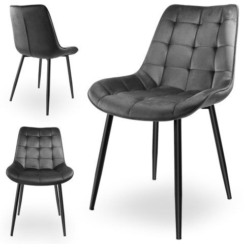 KRZESŁO WELUROWE NORMAN VELVET GRAFITOWE