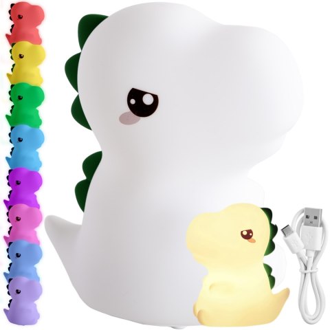 SILIKONOWA LAMPKA NOCNA DINOZAUR LED RGB
