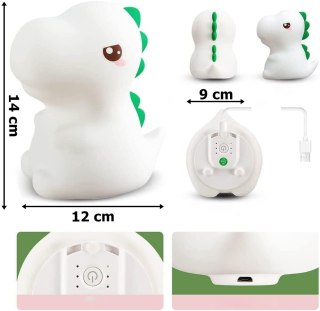 SILIKONOWA LAMPKA NOCNA DINOZAUR LED RGB
