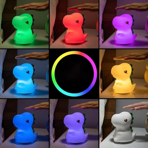 SILIKONOWA LAMPKA NOCNA DINOZAUR LED RGB
