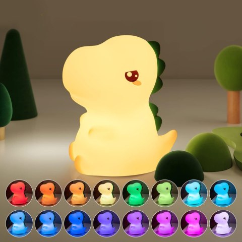 SILIKONOWA LAMPKA NOCNA DINOZAUR LED RGB
