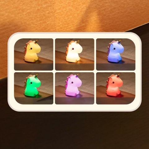 SILIKONOWA LAMPKA NOCNA JEDNOROŻEC LED RGB