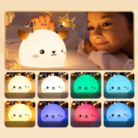 SILIKONOWA LAMPKA NOCNA JELONEK LED RGB