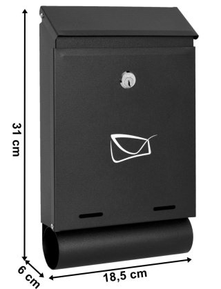 SKRZYNKA POCZTOWA NA LISTY HADVAR CZARNA Z NAPISAMI
