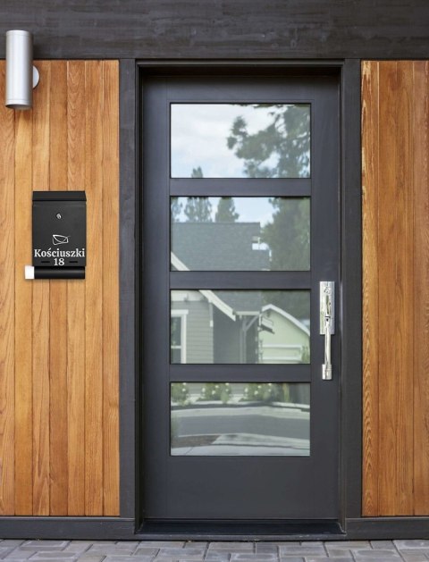 SKRZYNKA POCZTOWA NA LISTY HADVAR CZARNA Z NAPISAMI