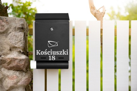 SKRZYNKA POCZTOWA NA LISTY HADVAR CZARNA Z NAPISAMI