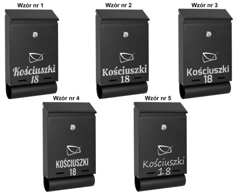 SKRZYNKA POCZTOWA NA LISTY HADVAR CZARNA Z NAPISAMI