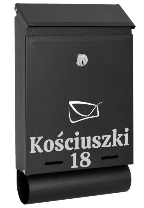 SKRZYNKA POCZTOWA NA LISTY HADVAR CZARNA Z NAPISAMI