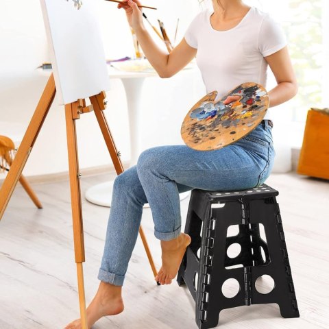 STOŁEK SKŁADANY ANTYPOŚLIZGOWY AMIGO CZARNY ROZMIAR L