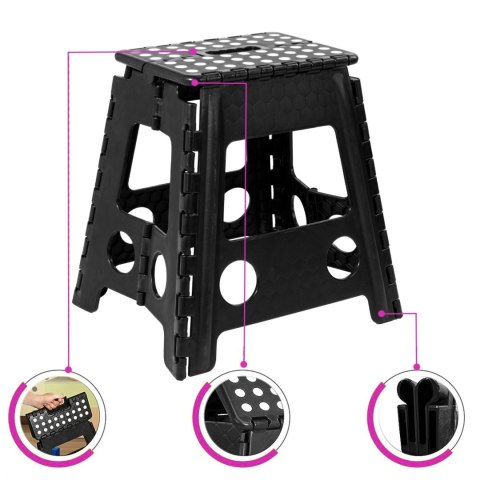 STOŁEK SKŁADANY ANTYPOŚLIZGOWY AMIGO CZARNY ROZMIAR L