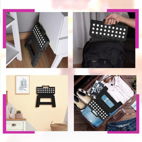 STOŁEK SKŁADANY ANTYPOŚLIZGOWY AMIGO CZARNY ROZMIAR M