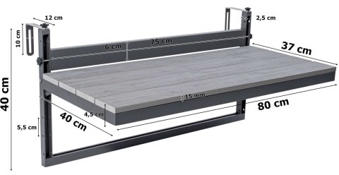 STOLIK BALKONOWY WISZĄCY AGATTI STONEWOOD