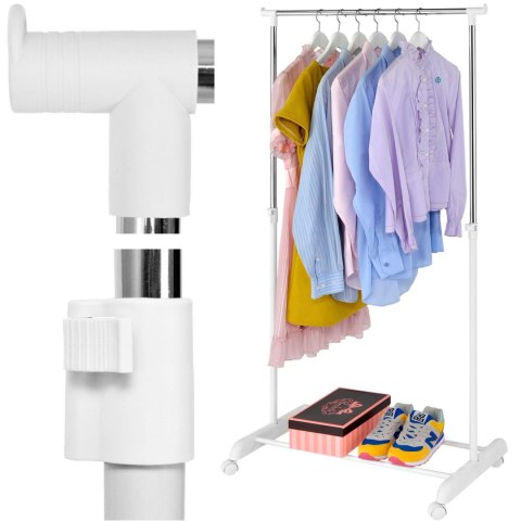 WIESZAK STOJĄCY NA KÓŁKACH ALIK BIAŁY POJEDYNCZY